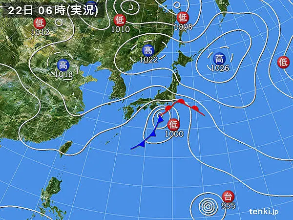 過去の実況天気図 19年10月22日 日本気象協会 Tenki Jp