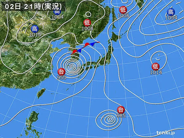 過去の実況天気図 年09月02日 日本気象協会 Tenki Jp