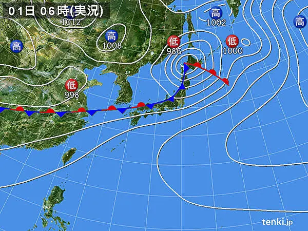 実況天気図 - 過去の天気 2024年07月01日 - 日本気象協会 tenki.jp