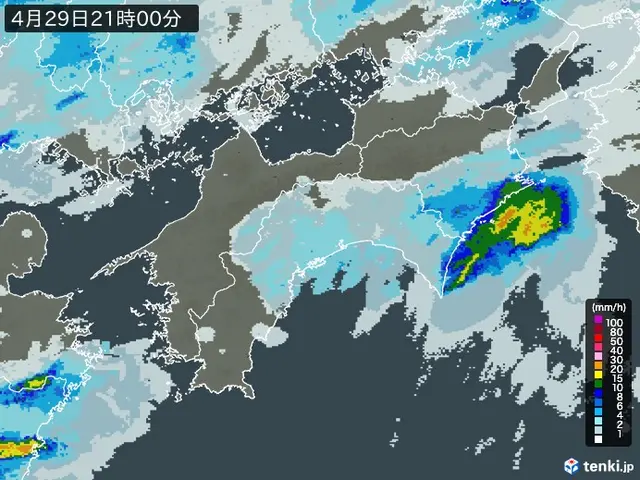 四国地方の雨雲レーダー - 過去の天気 2024年04月29日 - 日本