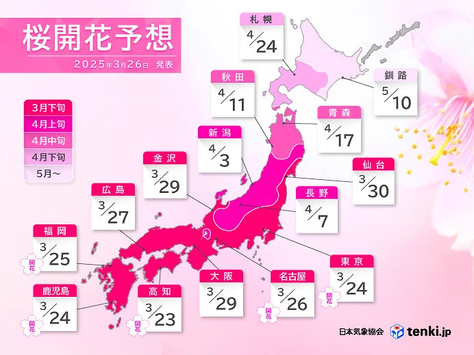 桜の開花予想 - 日本気象協会 tenki.jp