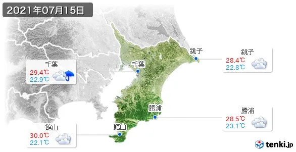 千葉県の過去の天気 実況天気 21年07月15日 日本気象協会 Tenki Jp